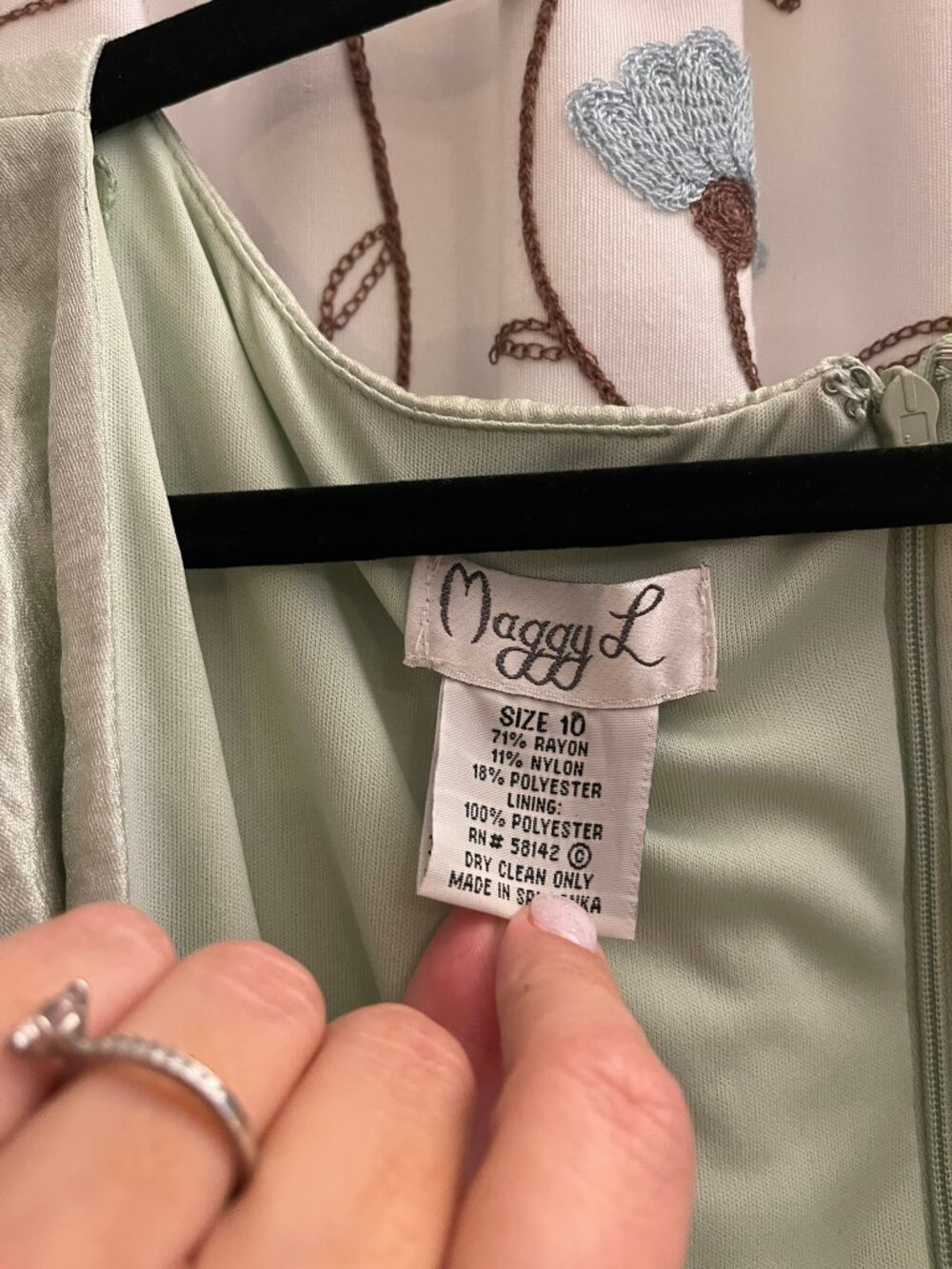 NWT Maggy L SZ 10 Sage Green Tiered Ruffle Cocktail Dress - Picture 2 of 10